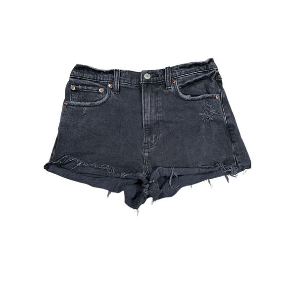 Abercrombie & Fitch Pants - Abercrombie Fitch The Mom Short Womens Size 4 Black Distressed High Rise Cut Off